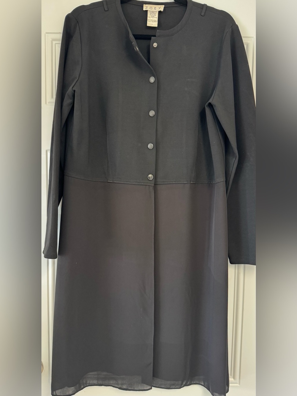 Black Jacket with Sheer Cape Bottom Large